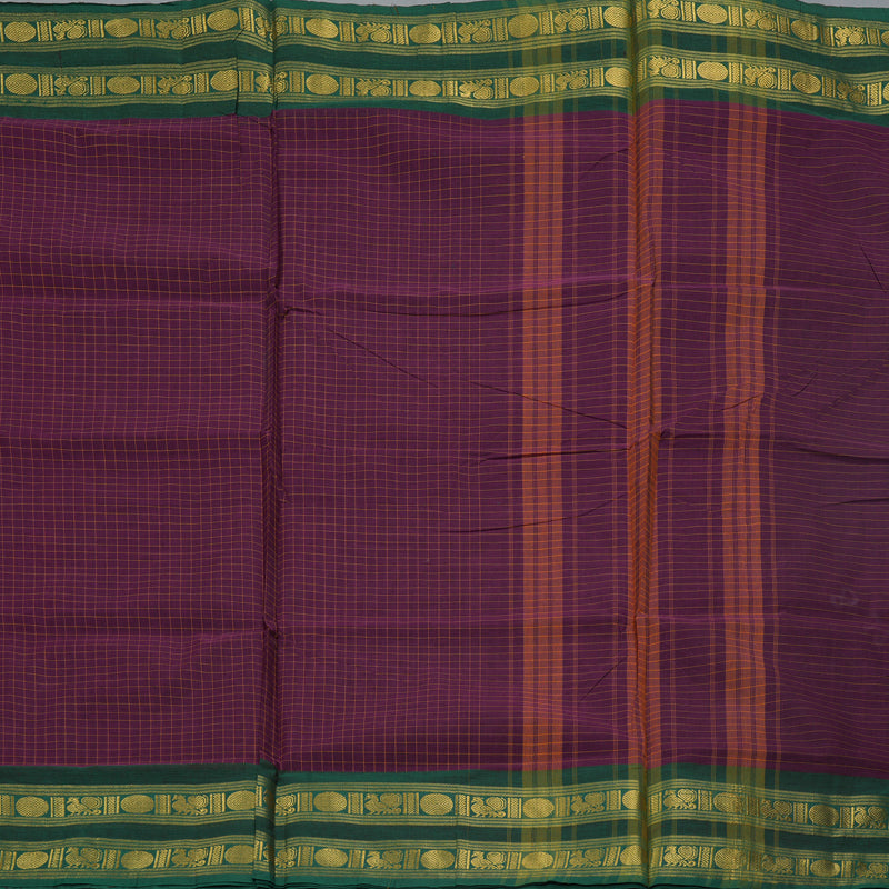 Hayagrivas Purple Handloom Ten Yards Cotton Saree KBF127D5-7