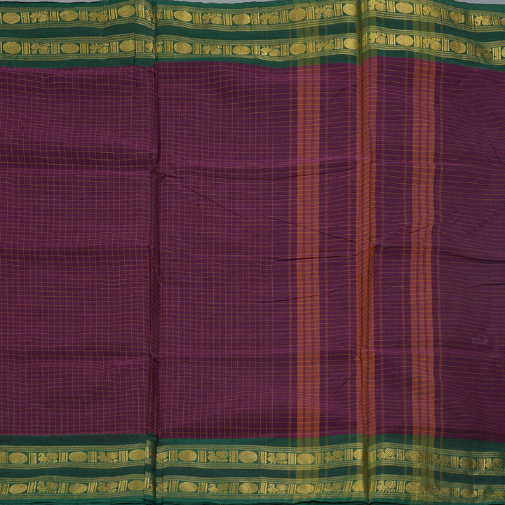 Hayagrivas Purple Handloom Ten Yards Cotton Saree KBF127D5-7