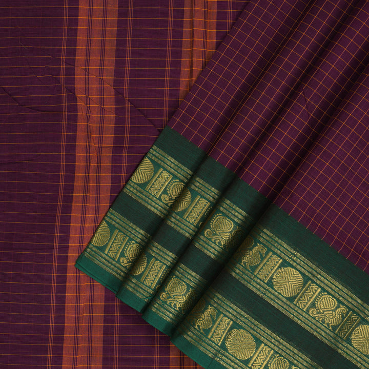 Hayagrivas Purple Handloom Ten Yards Cotton Saree KBF127D5-7