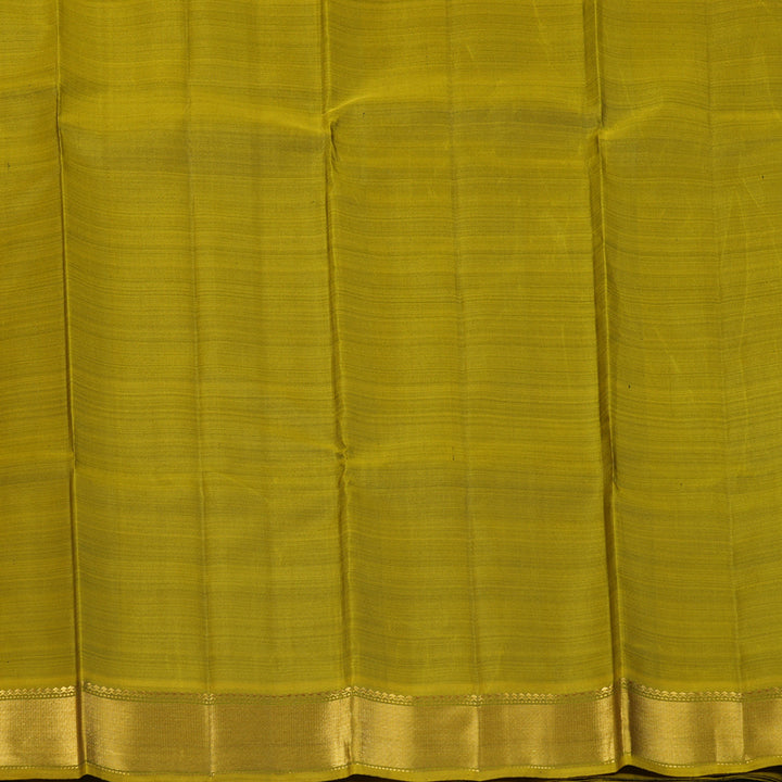 Hayagrivas Handloom Black Kanjivaram Silk Saree with Olive Green Border KBF128D1-1