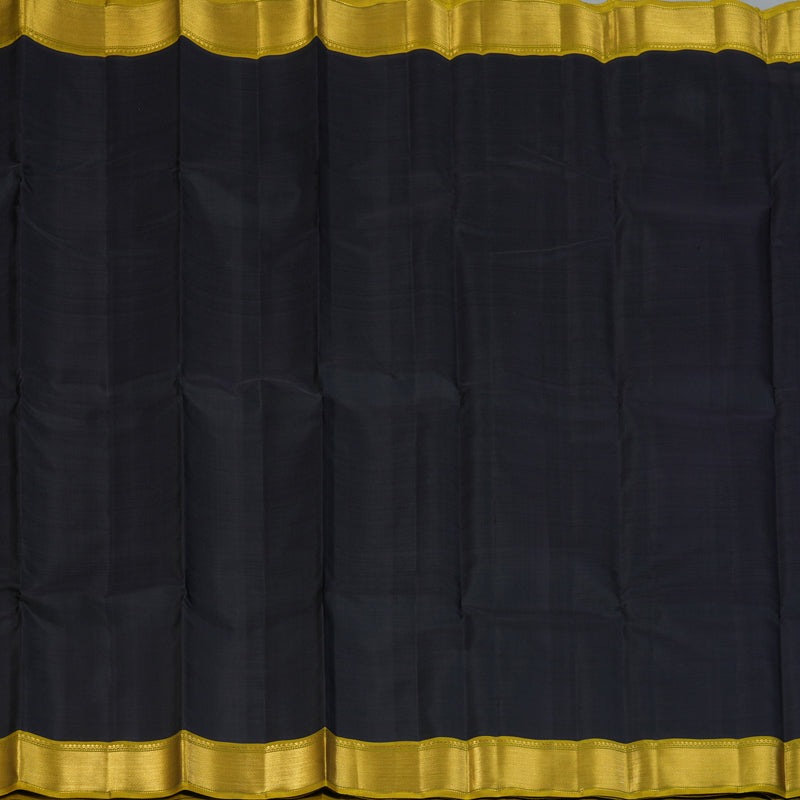 Hayagrivas Handloom Black Kanjivaram Silk Saree with Olive Green Border KBF128D1-1