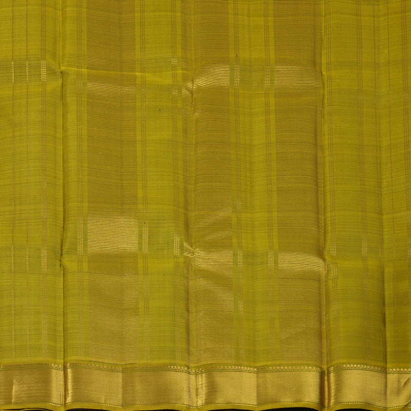 Hayagrivas Handloom Black Kanjivaram Silk Saree with Olive Green Border KBF128D1-1