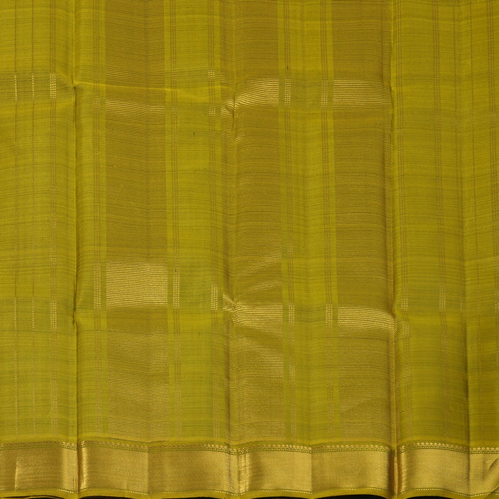 Hayagrivas Handloom Black Kanjivaram Silk Saree with Olive Green Border KBF128D1-1