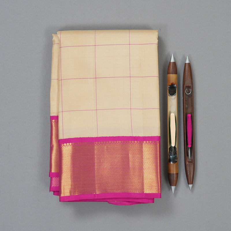 Hayagrivas Handloom Sandal Kanjivaram Silk Saree with Pink Border KBF128D10-1