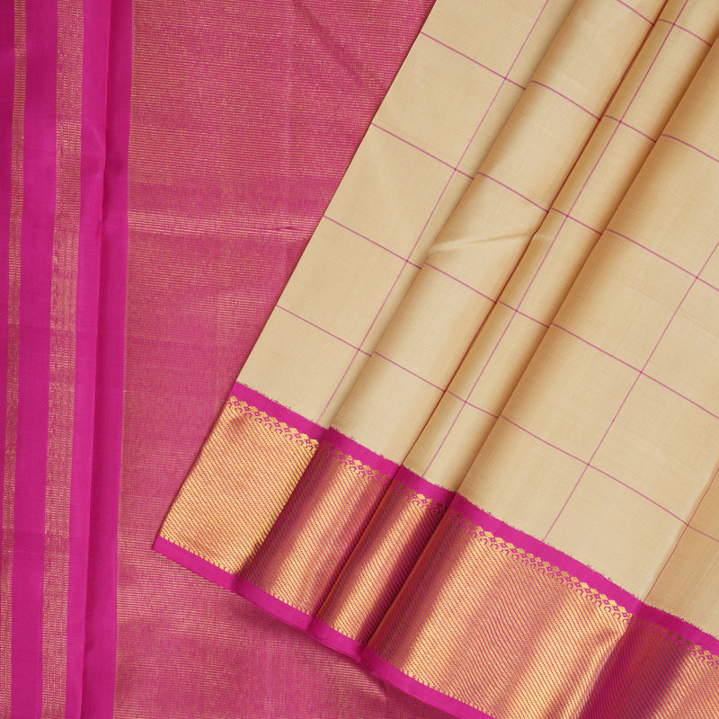 Hayagrivas Handloom Sandal Kanjivaram Silk Saree with Pink Border KBF128D10-1
