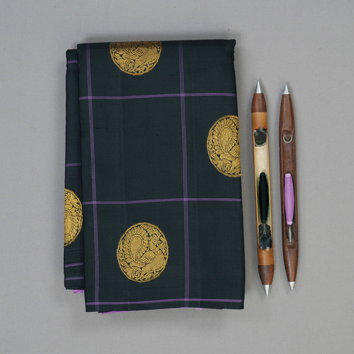 Hayagrivas Handloom Black Kanjivaram Silk Saree KBF128D15-1