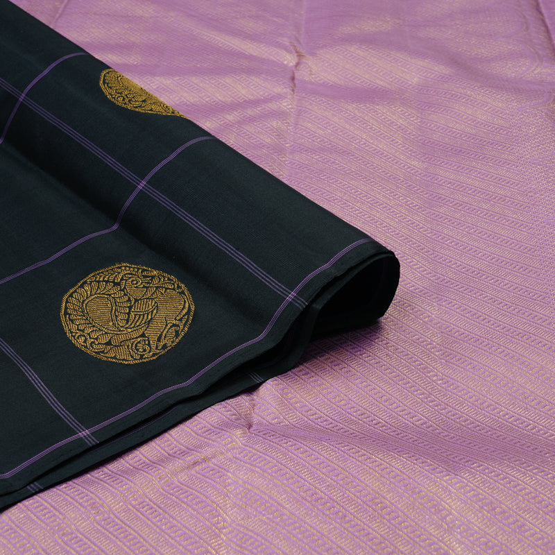 Hayagrivas Handloom Black Kanjivaram Silk Saree KBF128D15-1