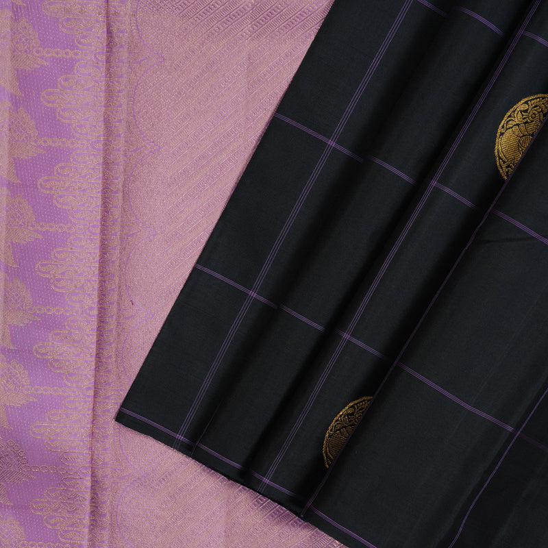 Hayagrivas Handloom Black Kanjivaram Silk Saree KBF128D15-1