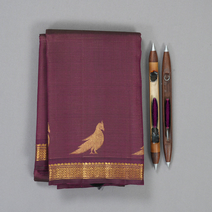 Hayagrivas Handloom Wine Purple Kanjivaram Silk Saree KBF128D16-1