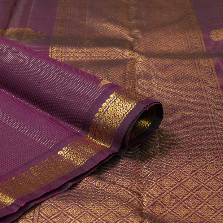 Hayagrivas Handloom Wine Purple Kanjivaram Silk Saree KBF128D16-1