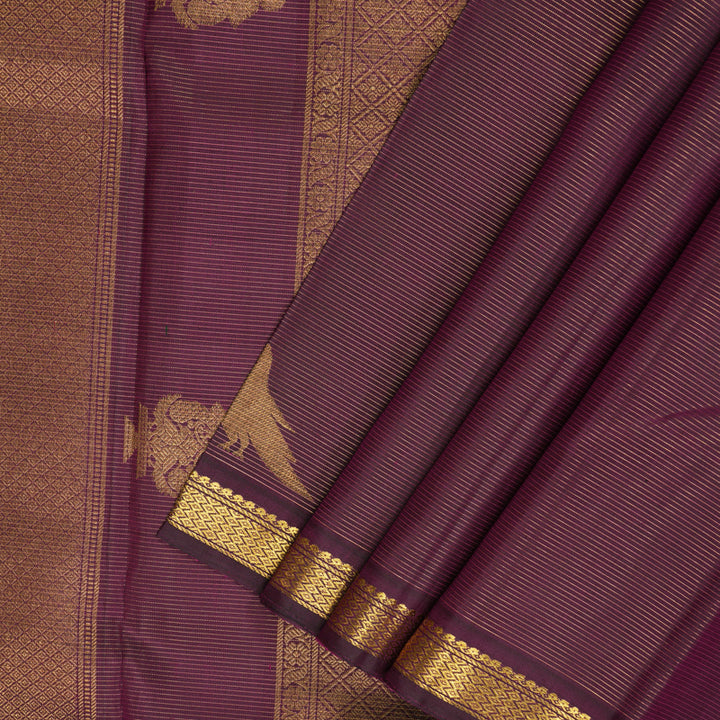 Hayagrivas Handloom Wine Purple Kanjivaram Silk Saree KBF128D16-1