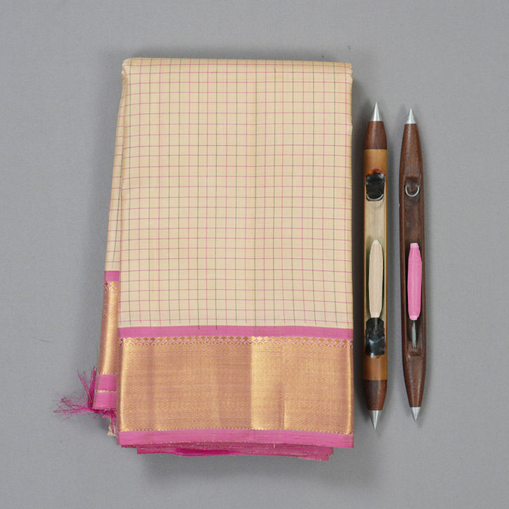 Hayagrivas Handloom Sandal Kanjivaram Silk Saree with Lotus Pink Border KBF128D2-2