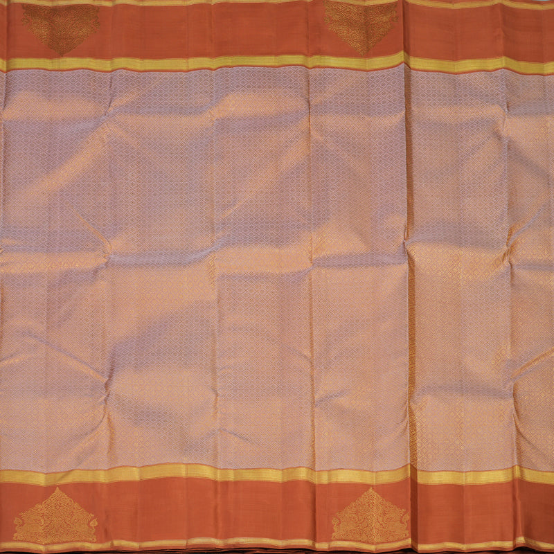 Hayagrivas Handloom Peach Kanjivaram Silk Saree with Carrot Orange Border KBF128D21-1