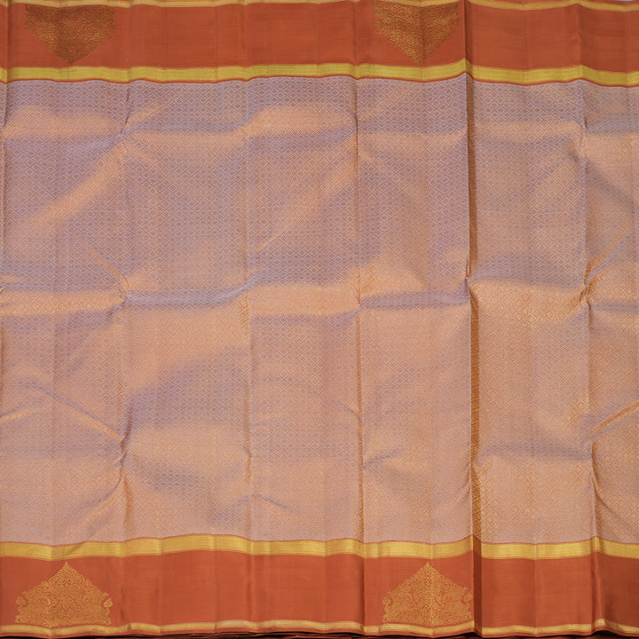 Hayagrivas Handloom Peach Kanjivaram Silk Saree with Carrot Orange Border KBF128D21-1
