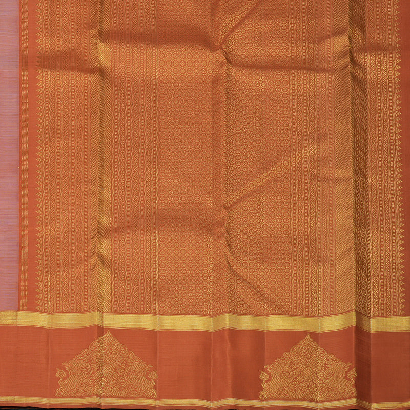 Hayagrivas Handloom Peach Kanjivaram Silk Saree with Carrot Orange Border KBF128D21-1