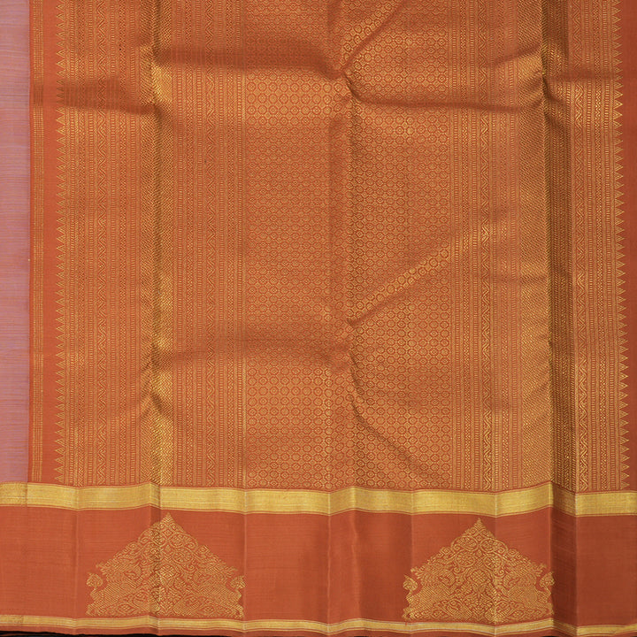 Hayagrivas Handloom Peach Kanjivaram Silk Saree with Carrot Orange Border KBF128D21-1