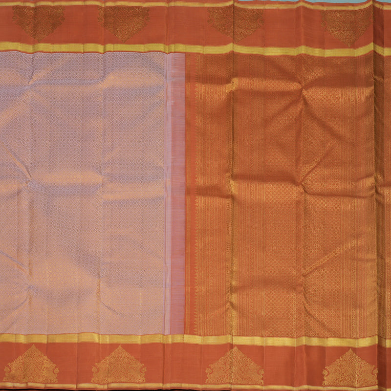 Hayagrivas Handloom Peach Kanjivaram Silk Saree with Carrot Orange Border KBF128D21-1