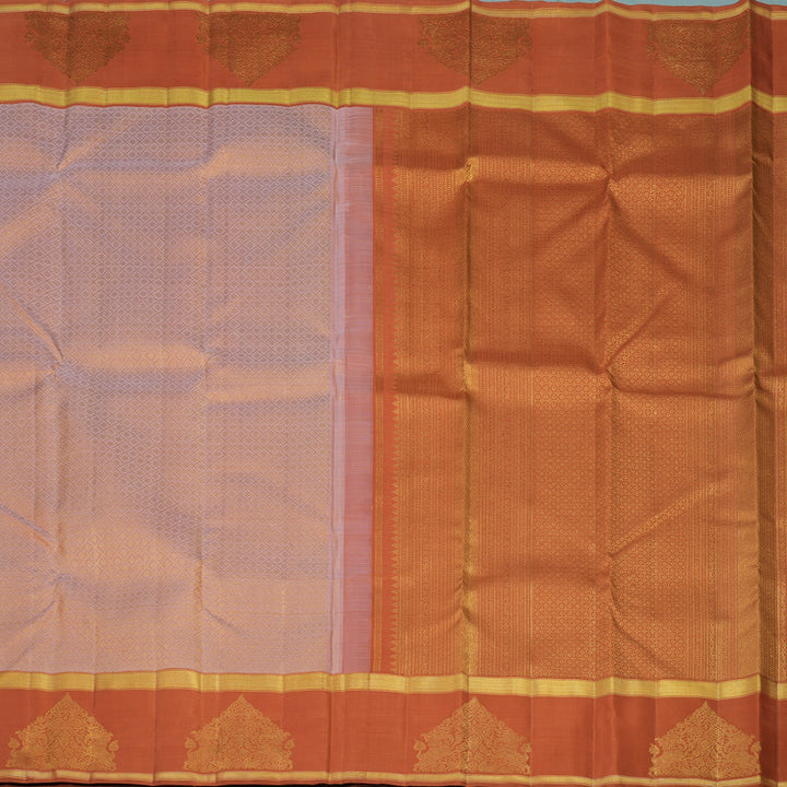 Hayagrivas Handloom Peach Kanjivaram Silk Saree with Carrot Orange Border KBF128D21-1