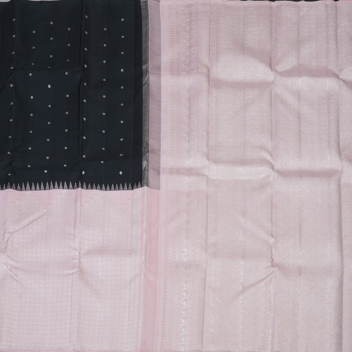 Hayagrivas Handloom Black & Pastel Pink Kanjivaram Silk Saree KBF128D22-1