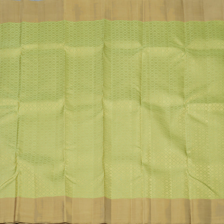 Hayagrivas Handloom Pista Green Kanjivaram Silk Saree with Khaki Brown Border KBF128D24-1