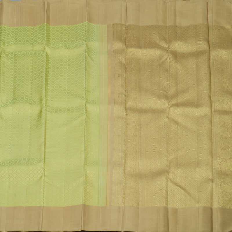 Hayagrivas Handloom Pista Green Kanjivaram Silk Saree with Khaki Brown Border KBF128D24-1