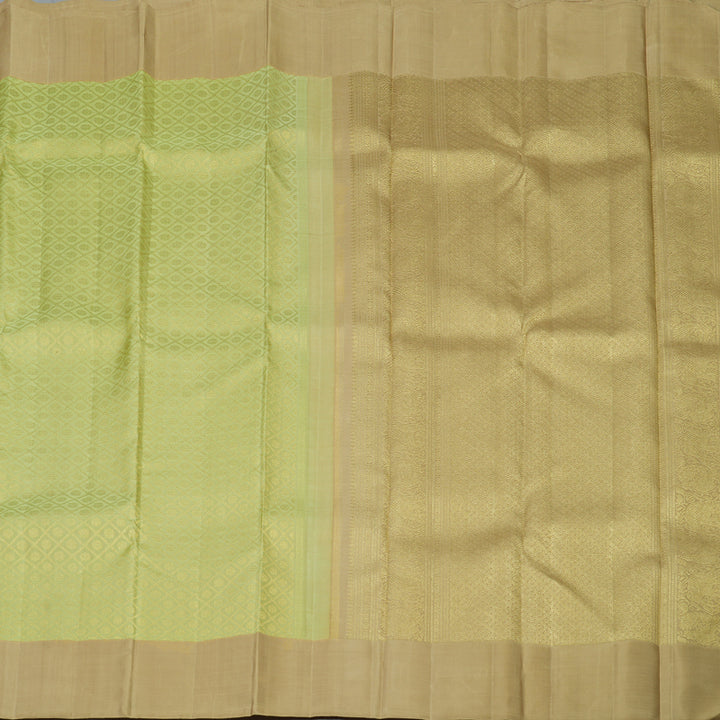 Hayagrivas Handloom Pista Green Kanjivaram Silk Saree with Khaki Brown Border KBF128D24-1