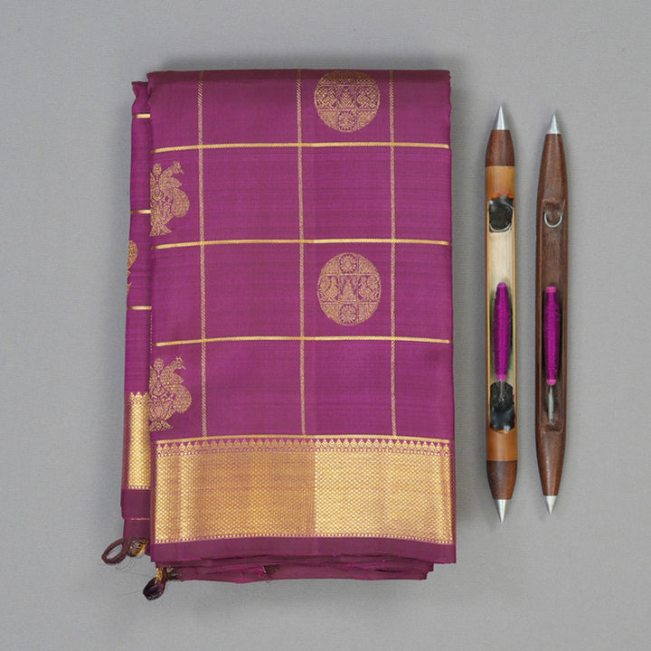 Hayagrivas Handloom Vadamalli Purple Kanjivaram Silk Saree KBF128D27-1