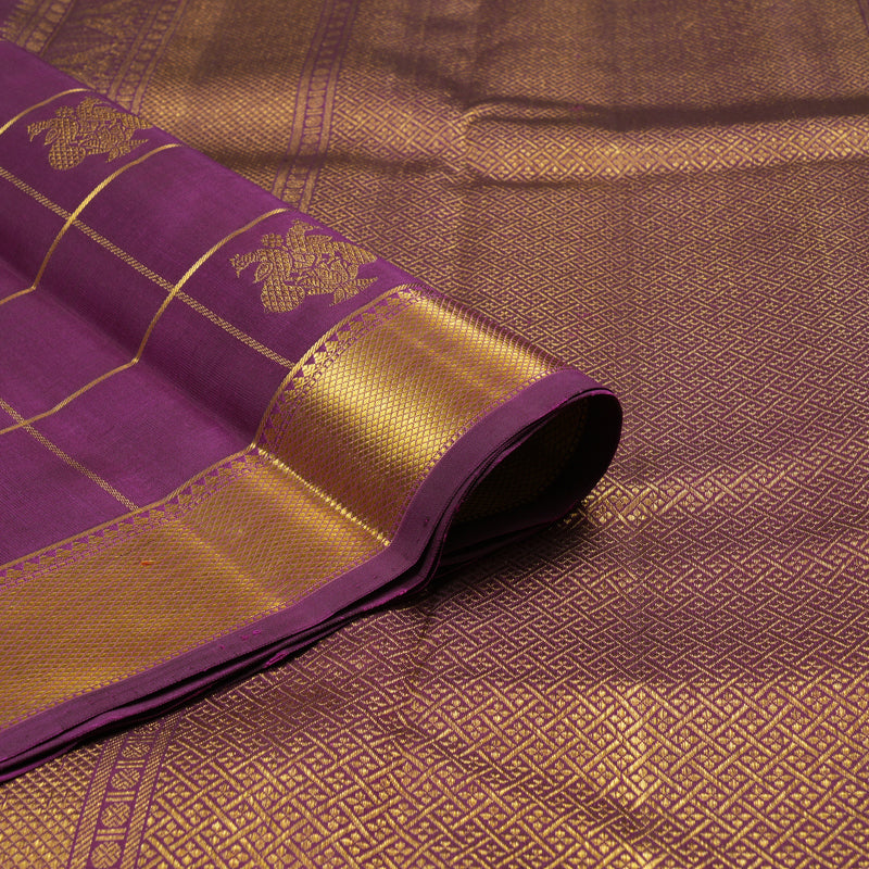 Hayagrivas Handloom Vadamalli Purple Kanjivaram Silk Saree KBF128D27-1