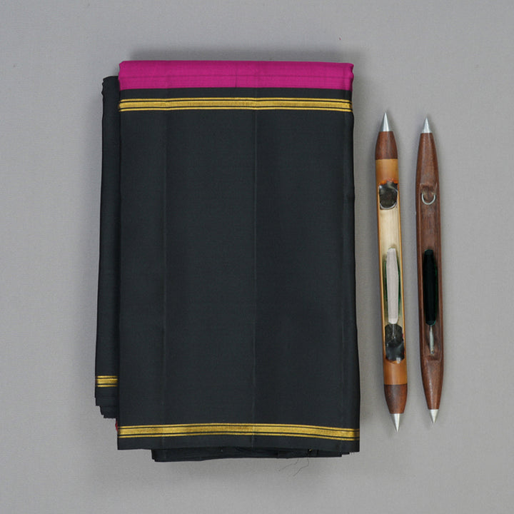 Hayagrivas Handloom Multicolour Stripes Kanjivaram Silk Saree with Black Border KBF128D30-1