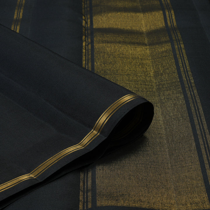 Hayagrivas Handloom Multicolour Stripes Kanjivaram Silk Saree with Black Border KBF128D30-1