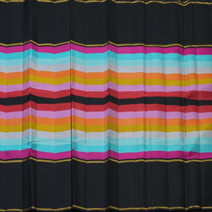 Hayagrivas Handloom Multicolour Stripes Kanjivaram Silk Saree with Black Border KBF128D30-1