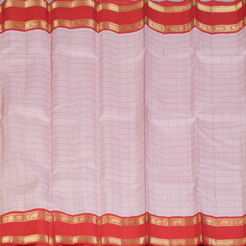 Hayagrivas Handloom Baby Pink Kanjivaram Silk Saree with Red Border KBF128D33-1