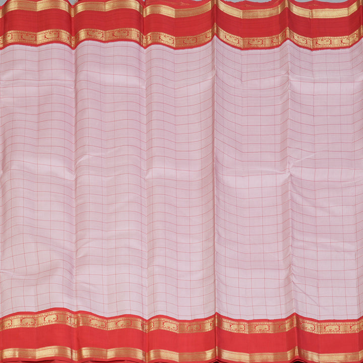Hayagrivas Handloom Baby Pink Kanjivaram Silk Saree with Red Border KBF128D33-1