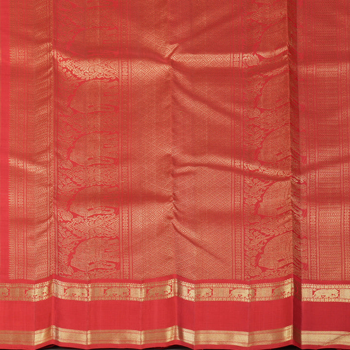 Hayagrivas Handloom Baby Pink Kanjivaram Silk Saree with Red Border KBF128D33-1