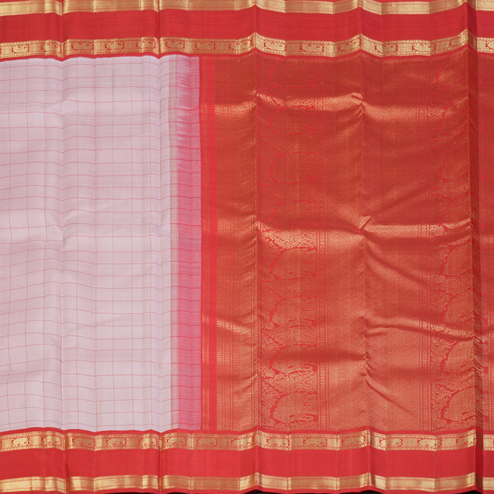 Hayagrivas Handloom Baby Pink Kanjivaram Silk Saree with Red Border KBF128D33-1