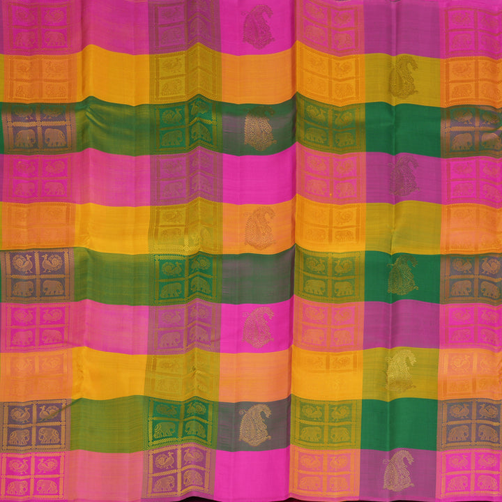 Hayagrivas Handloom Multicolour Checks Kanjivaram Silk Saree KBF128D34-1