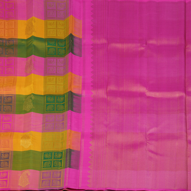 Hayagrivas Handloom Multicolour Checks Kanjivaram Silk Saree KBF128D34-1