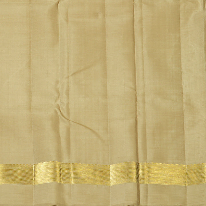 Hayagrivas Handloom Off-White Kanjivaram Silk Saree with Beige Border KBF128D38-1