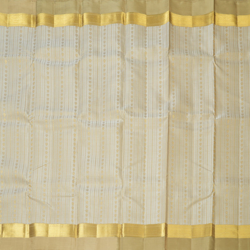 Hayagrivas Handloom Off-White Kanjivaram Silk Saree with Beige Border KBF128D38-1