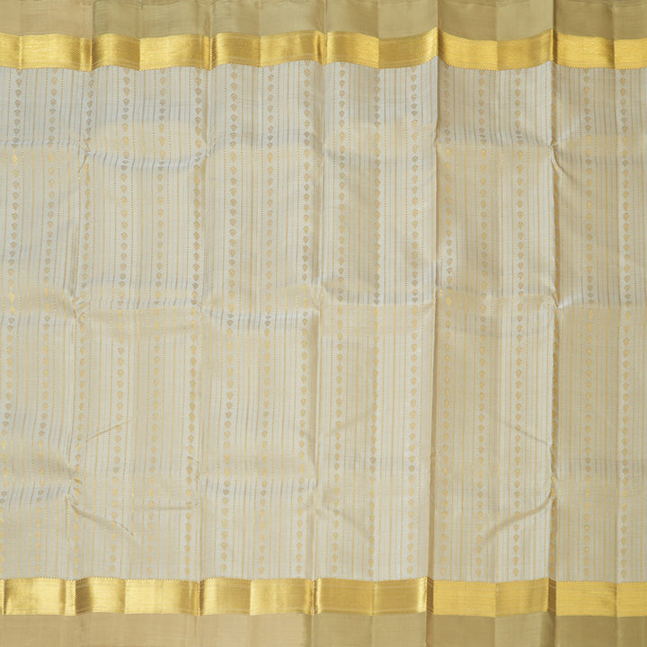 Hayagrivas Handloom Off-White Kanjivaram Silk Saree with Beige Border KBF128D38-1