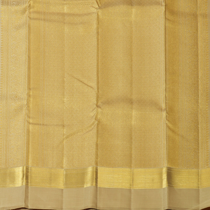 Hayagrivas Handloom Off-White Kanjivaram Silk Saree with Beige Border KBF128D38-1