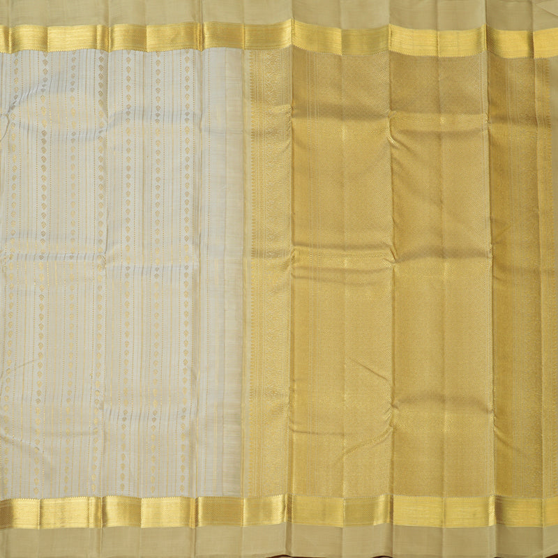 Hayagrivas Handloom Off-White Kanjivaram Silk Saree with Beige Border KBF128D38-1