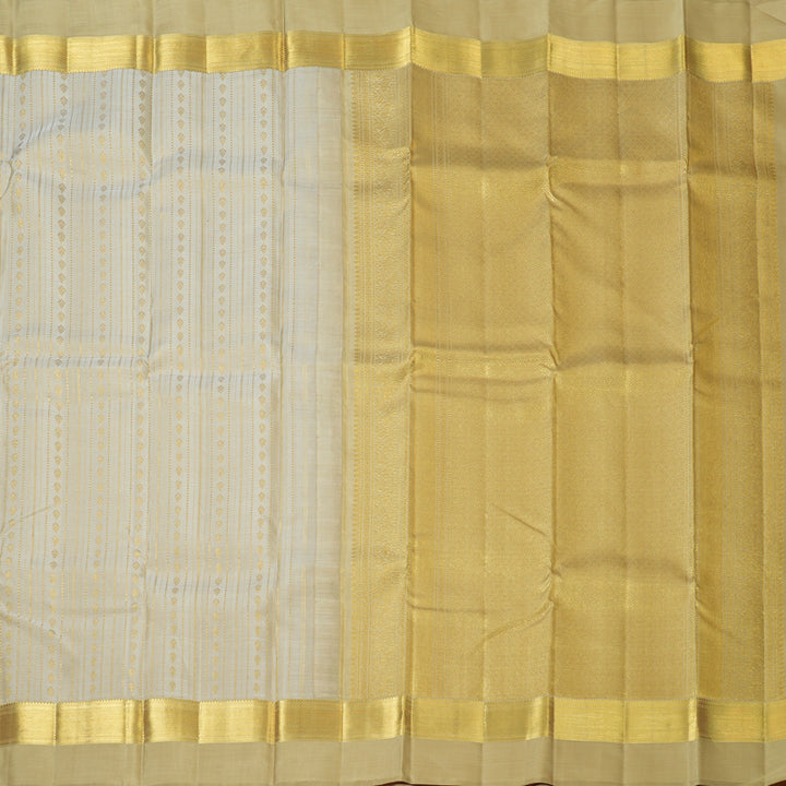 Hayagrivas Handloom Off-White Kanjivaram Silk Saree with Beige Border KBF128D38-1