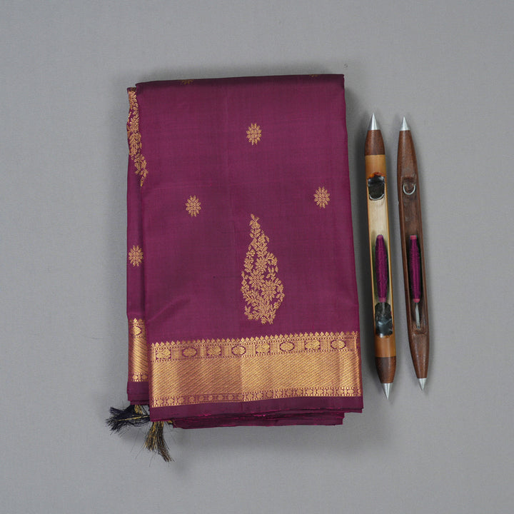 Hayagrivas Handloom Burgundy Kanjivaram Silk Saree KBF128D4-1