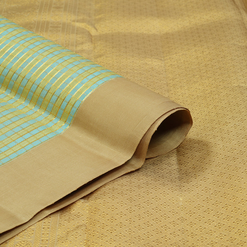 Hayagrivas Handloom Pista Green & Sky Blue Checks Kanjivaram Silk Saree KBF128D46-1