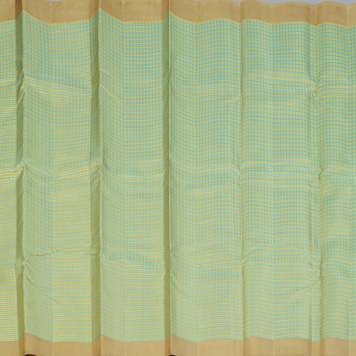 Hayagrivas Handloom Pista Green & Sky Blue Checks Kanjivaram Silk Saree KBF128D46-1