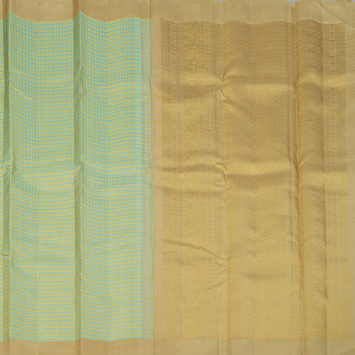 Hayagrivas Handloom Pista Green & Sky Blue Checks Kanjivaram Silk Saree KBF128D46-1