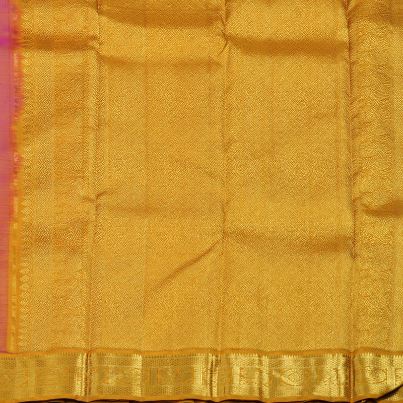 Hayagrivas Handloom Pink Kanjivaram Silk Saree with Mustard Border KBF12D1-4
