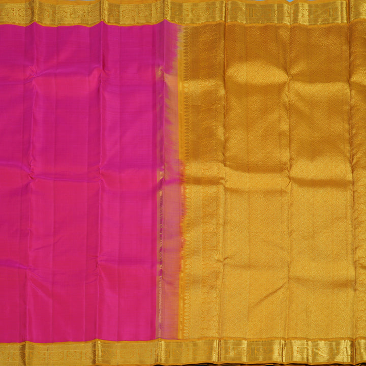 Hayagrivas Handloom Pink Kanjivaram Silk Saree with Mustard Border KBF12D1-4