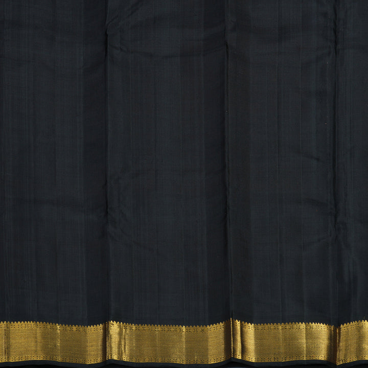 Hayagrivas Handloom Sunset Orange Kanjivaram Silk Saree with Black Border KBF12D1-5